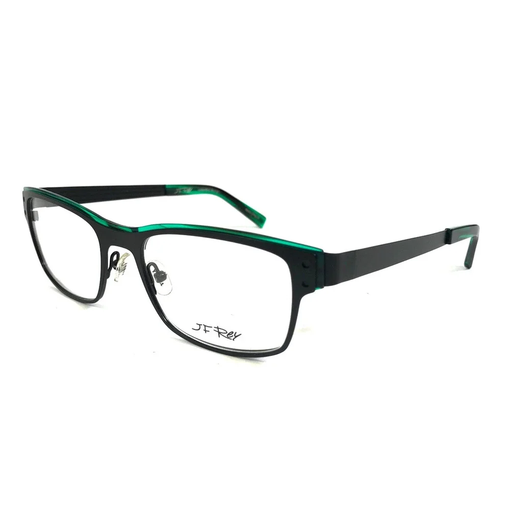 J.F. Rey Eyeglasses Frames JF2553 0040 Matte Black Green Tortoise 52-19-140